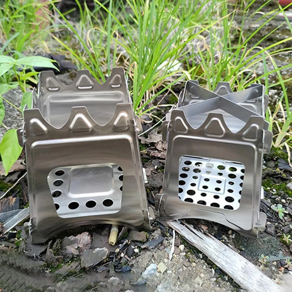 Portable Stove, Butane Camping Stove, Portable Card Stove, Firewood Camping Stove for Outdoor Kitchen (L)