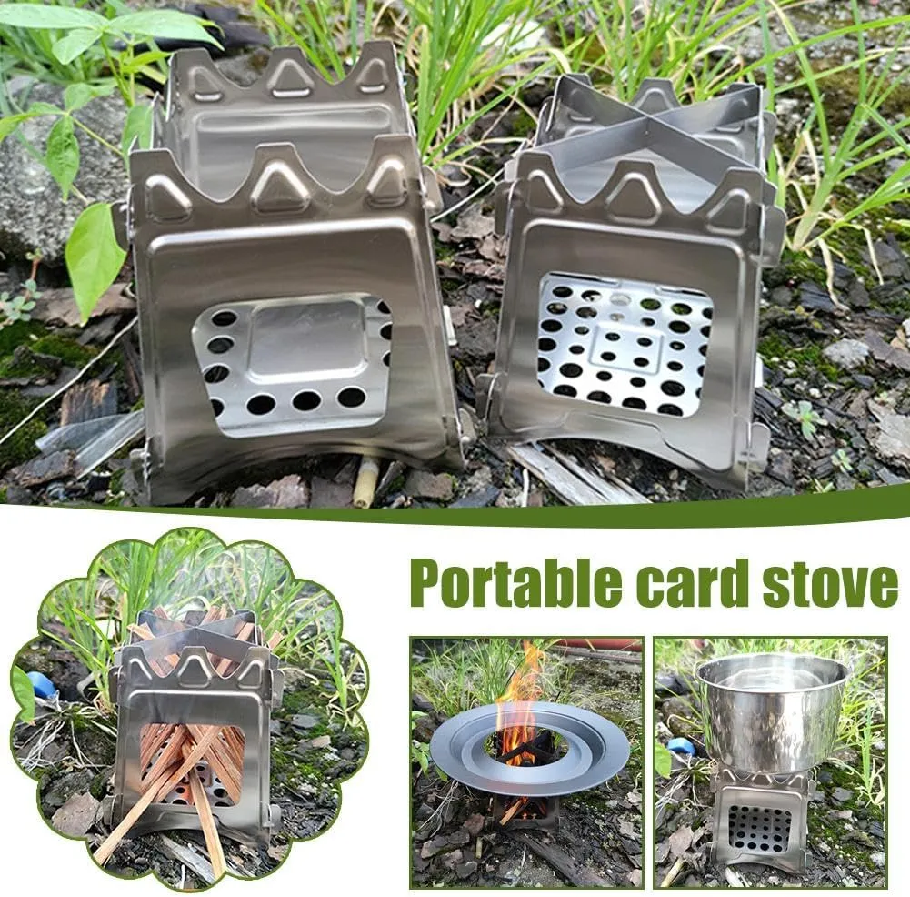 Portable Stove, Butane Camping Stove, Portable Card Stove, Firewood Camping Stove for Outdoor Kitchen (L)