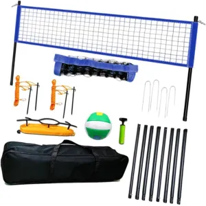 Portable Volleyball Net System Adjustable Height with Carry Bag Volleyball Ball for Backyard