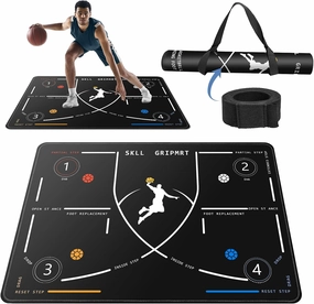 Portable Basketball Footwork Training Mat, Agility Footstep Training Mat, Basketball Pads for Training All Levels, Non-Slip Silent Equipment for All Ages to Improve Speed, Strength and Coordination