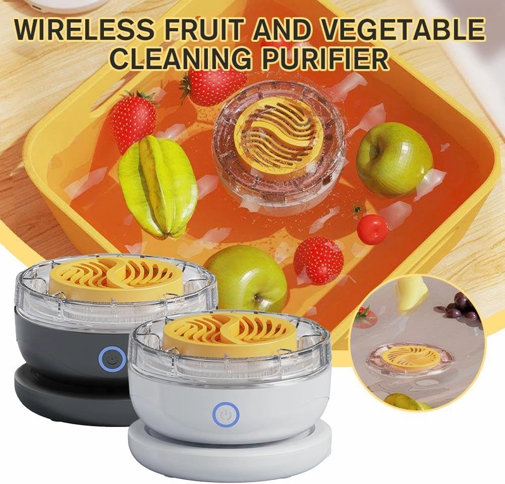 Portable Fruit and Vegetable Washing Machine – Rechargeable Fruit Washing Machine, USB Hydroxyl Ion Purifier, IPX7 Waterproof Cleaner Device for Fruits, Vegetables, Meat, Seafood (White)