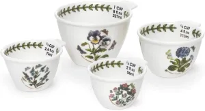 Portmeirion Botanic Garden Measuring Cups (Set of 4) - Assorted Floral Motifs, Chip-Resistant Porcelain, Dishwasher & Microwave Safe - Stackable Measuring Sets, Ideal Baking & Kitchen Tool