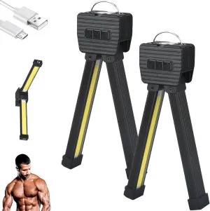 Posing Gym Lamp (7th Gear Dimming), USB Rechargeable COB Work Light, 180° Folding Magnetic Work Light with Hook, Can Charge Your Phone, Highlight Your Perfect Figure (2pc)