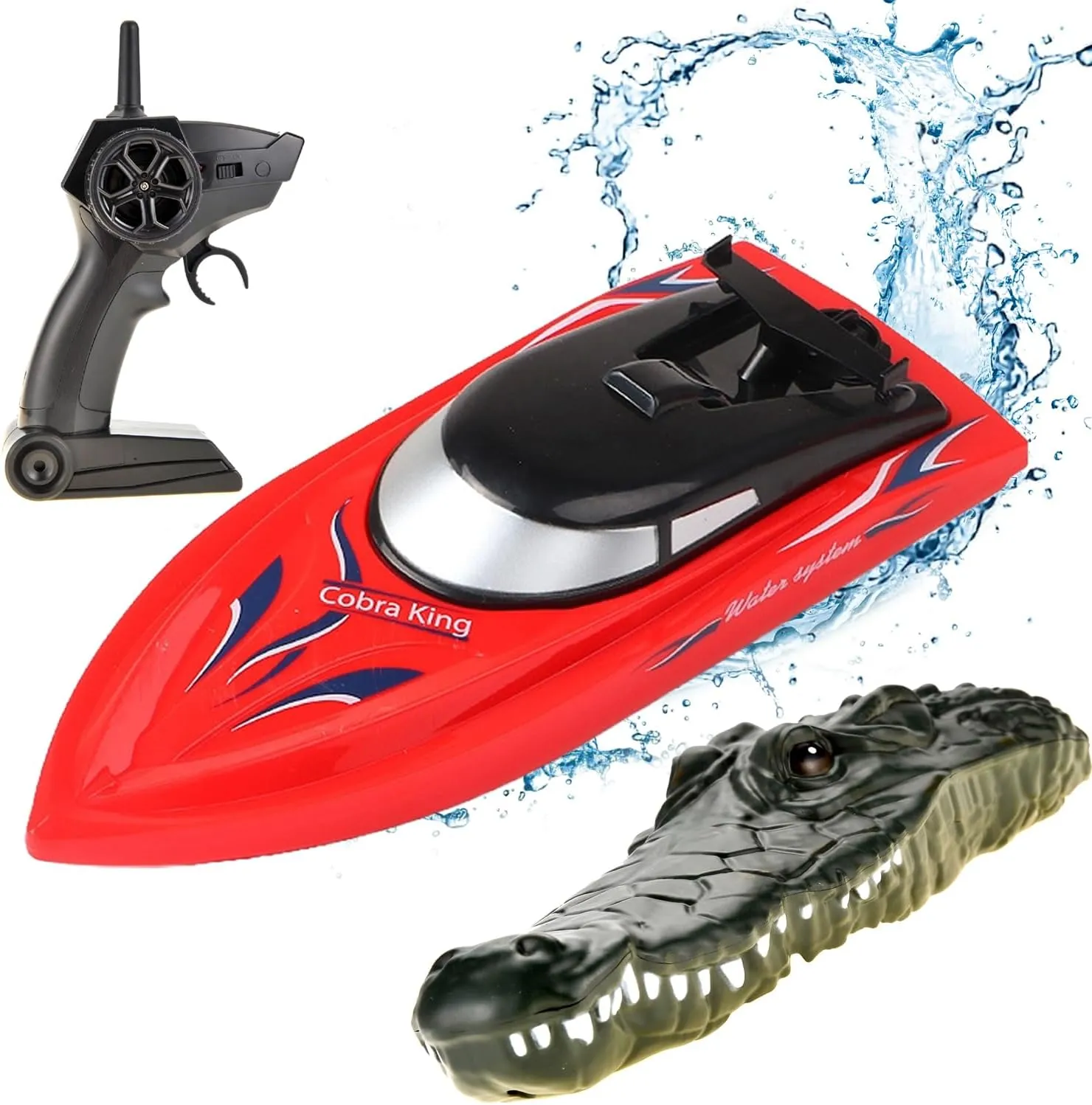 PowerTRC 2 in 1 Remote Control Speed Boat Crocodile 2.4Ghz | RC Toy Speed Boat for Pools and Lakes | Rechargeable Battery | Fun Prank Gift for Boys & Girls