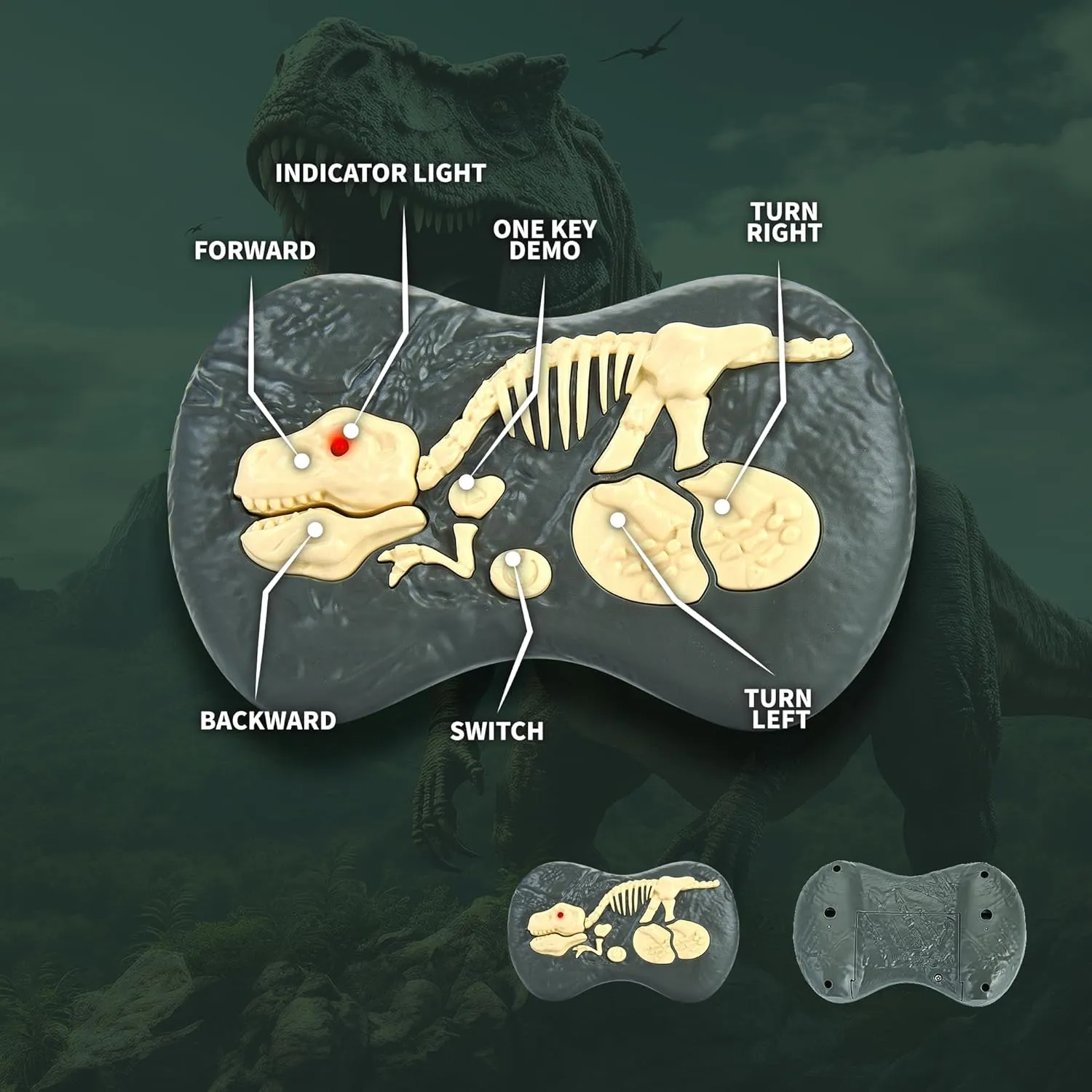 PowerTRC RC Dinosaur - Realistic Jurassic Remote Control Dinosaur with 3D Eye, Roaring Sound & LED Light, Velociraptor Remote Control, RC Raptor, USB Rechargeable RC Dinosaurs Toys for Boys, Yellow