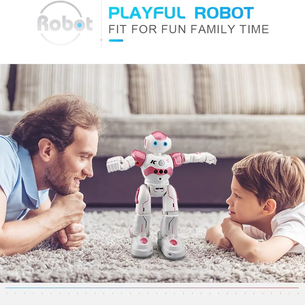 PowerTRC RC Robot Toys for Kids, Remote Control Smart Robot, Programmable, Gesture Sensing Toy with Light & Sound Birthday Gift Present for Age 6 7 8 9 10 , Pink, RBR2 Pink-K