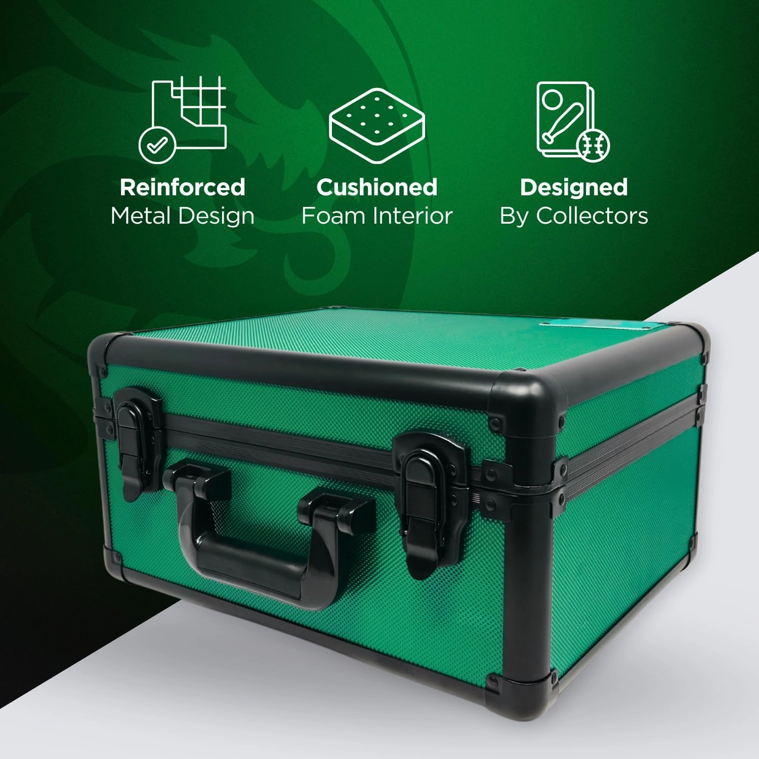 Precision Metal Slab Case – Holds 99 Graded Sports and Trading Cards – Durable Aluminum Storage Box for PSA, BGS, CGC Slabs – XL-99 Green