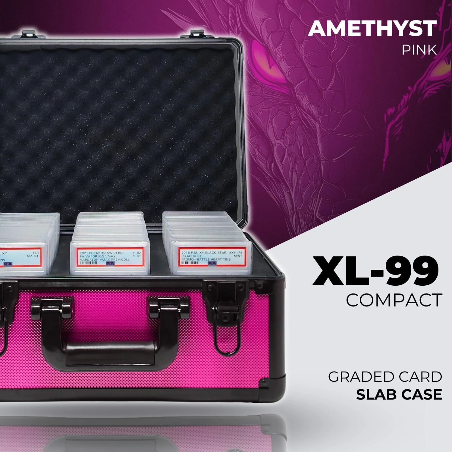 Precision Metal Slab Case – Holds 99 Graded Sports and Trading Cards – Durable Aluminum Storage Box for PSA, BGS, CGC Slabs – XL-99 Pink