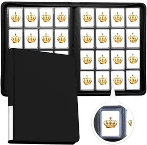 Premium 16 Pocket Toploader Binder Holds 640 Cards, Ringless Design Side-Load Toploaders Holder for 3"x4" Top Loader Trading/Sports Cards (Black)