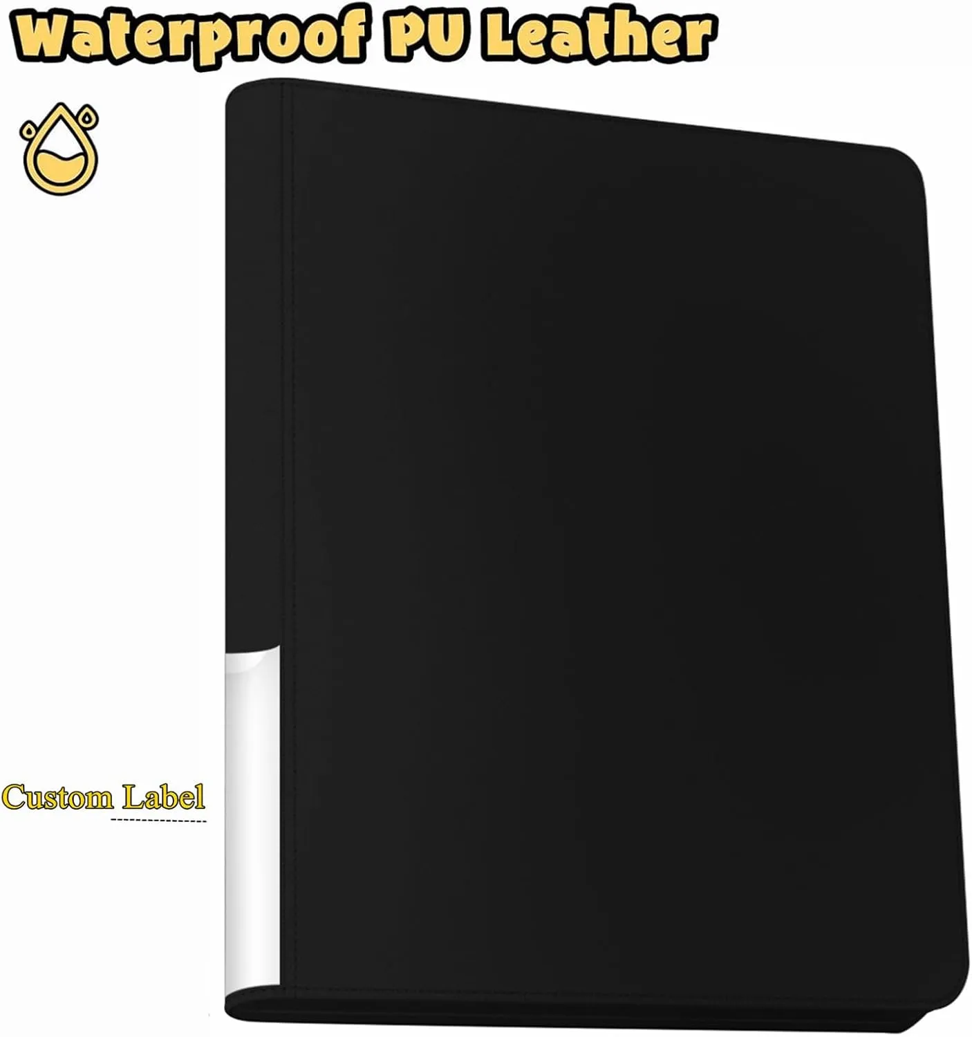 Premium 16 Pocket Toploader Binder Holds 640 Cards, Ringless Design Side-Load Toploaders Holder for 3"x4" Top Loader Trading/Sports Cards (Black)