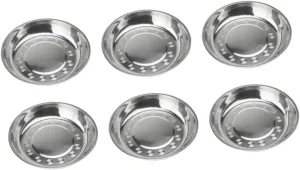 PRETYZOOM 7pcs Stainless Steel Food Plates Stackable Picnic Trays for BBQ Camping and Parties and Easy to Clean Dinnerware Versatile Dipping Sauce Dishes