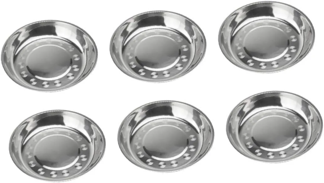 PRETYZOOM 7pcs Stainless Steel Food Plates Stackable Picnic Trays for BBQ Camping and Parties and Easy to Clean Dinnerware Versatile Dipping Sauce Dishes