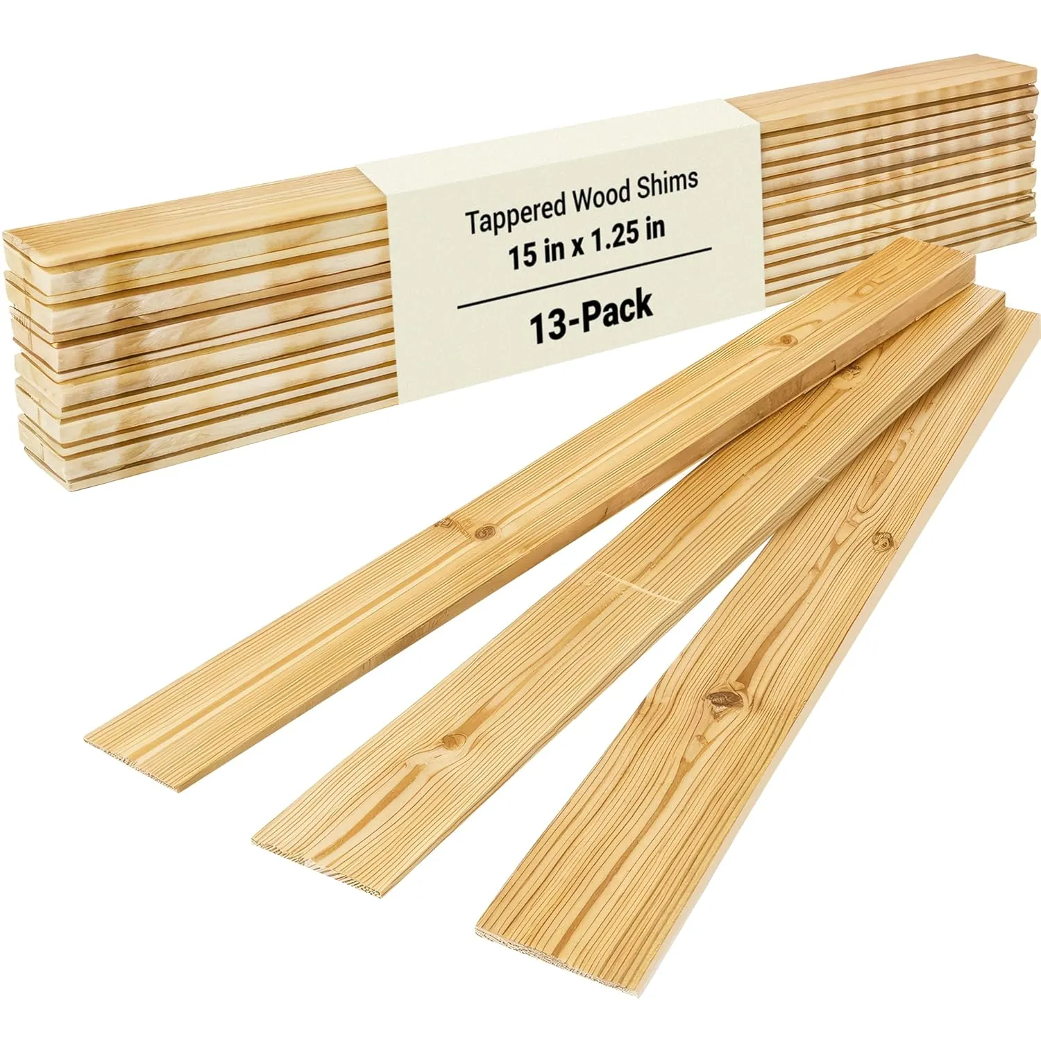 Pro Project’s Extra Long 15in Tapered Spruce and Fir Wood Shims, 13 Pk. Weather Resistant Home Improvement Tool for Installing Doors, Windows or Cabinets, Leveling Floors and DIY Remodeling Projects
