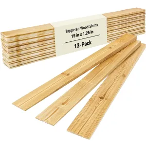 Pro Project’s Extra Long 15in Tapered Spruce and Fir Wood Shims, 13 Pk. Weather Resistant Home Improvement Tool for Installing Doors, Windows or Cabinets, Leveling Floors and DIY Remodeling Projects