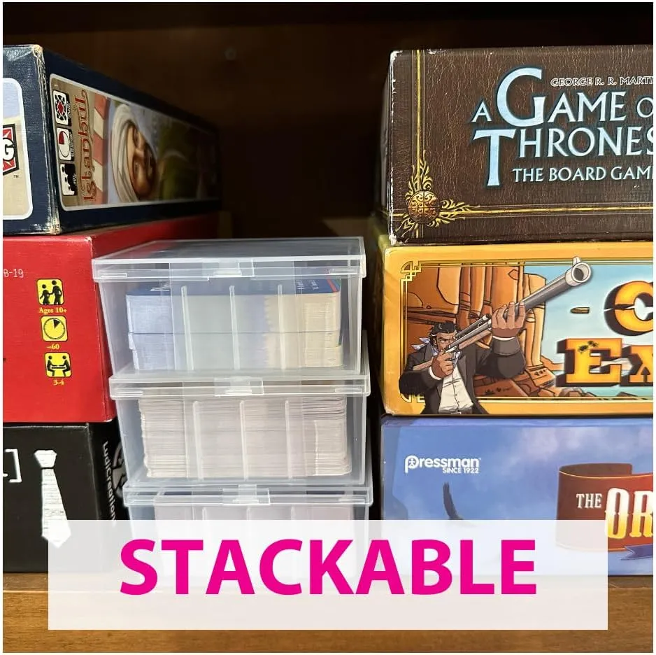 PRODUCT80 8 Pack BitsBins 100  Card Box with Unique Inner Wall Design, Holds 142 Un-sleeved or 75 Sleeved Standard Playing Cards, Compatible with MTG and Pokemon Cards, Snap Tight Lid