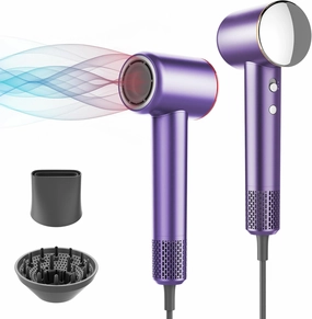 Professional Hair Dryer, 200 Million Negative Ionic Blow Dryer with 110000 RPM Brushless Motor, 1500W High-Speed HairDryer with Magnetic Nozzle & Diffuser for Salon, Home, Travel (Elegant Purple)