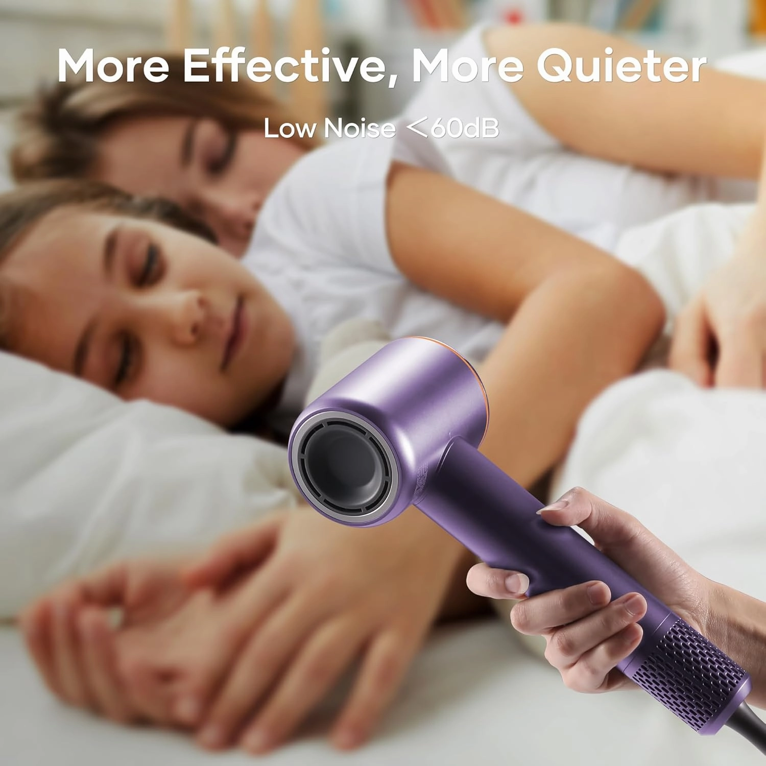 Professional Hair Dryer, 200 Million Negative Ionic Blow Dryer with 110000 RPM Brushless Motor, 1500W High-Speed HairDryer with Magnetic Nozzle & Diffuser for Salon, Home, Travel (Elegant Purple)