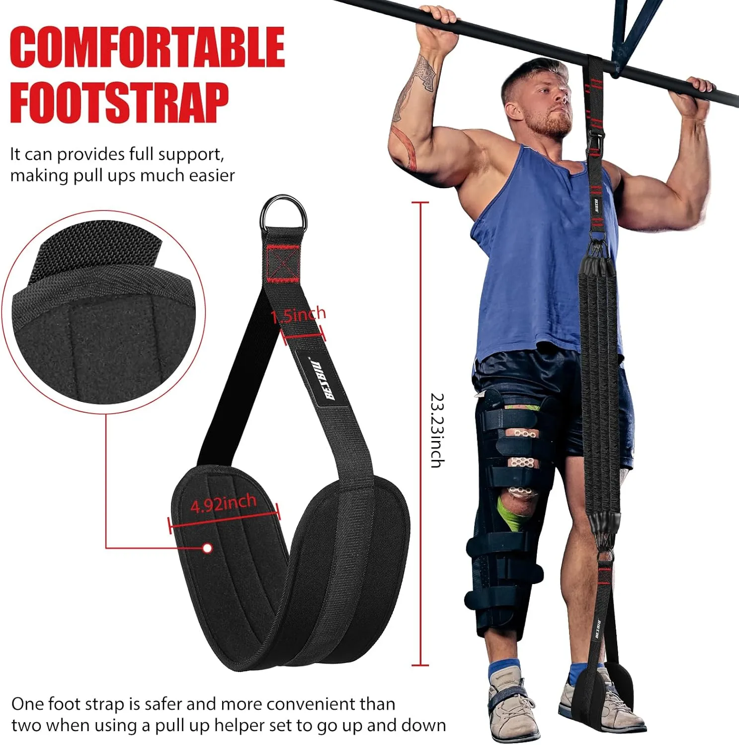 Pull Up Assistance Bands 260lbs, Heavy Pull Up Bands Resistance Bands for Pull Ups Working Out with Feet Rest, Pull Up Bar Bands Assistance Bands Strength Training Workout Equipment, Height Adjustable
