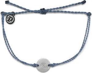Pura Vida Silver or Rose Gold Pave Wave Coin Bracelet - 100% Waterproof, Adjustable Band - Brand Charm
