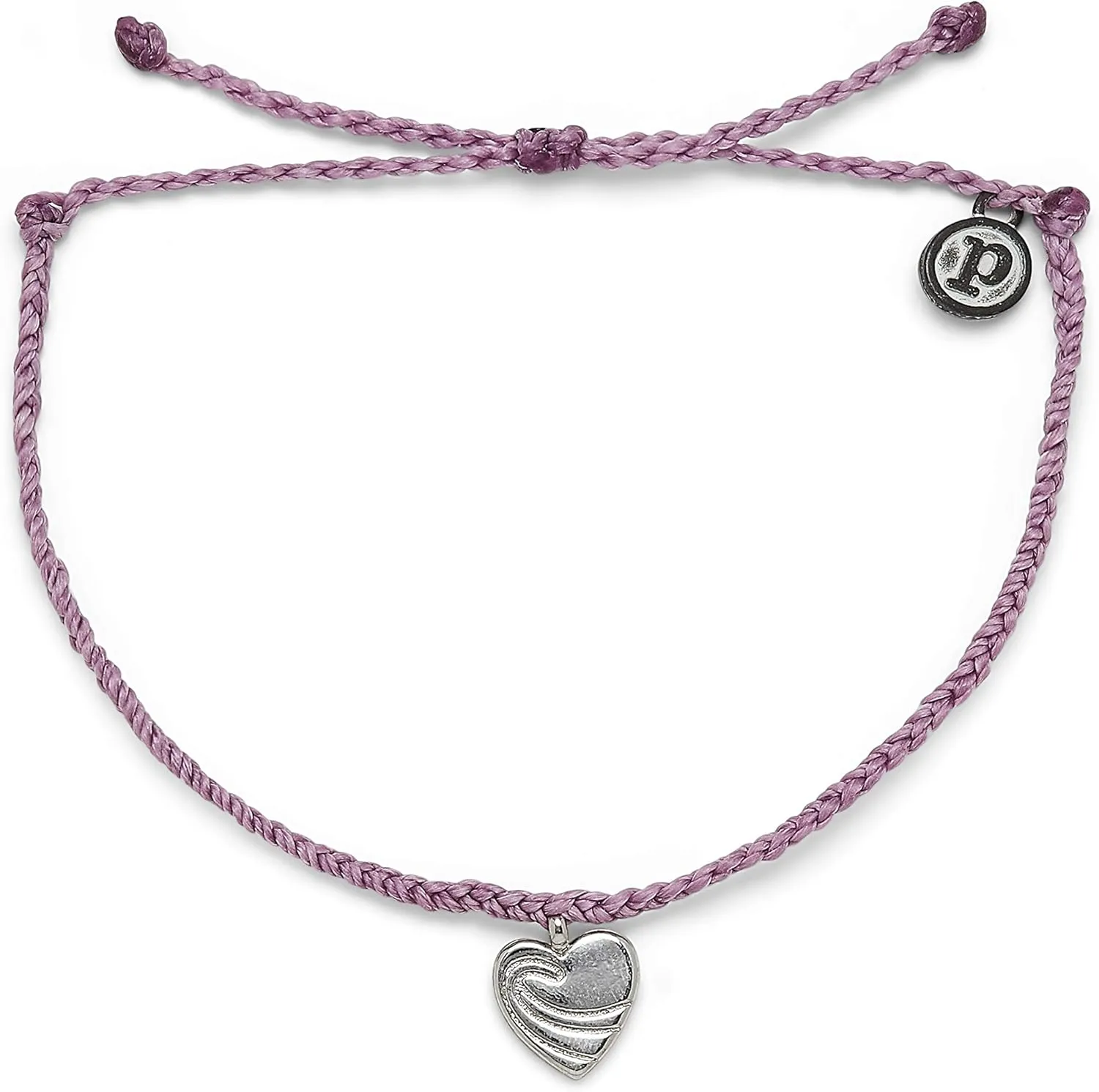 Pura Vida Silver or Rose Gold Surf Love Bracelet - 100% Waterproof, Adjustable Band - Brand Charm