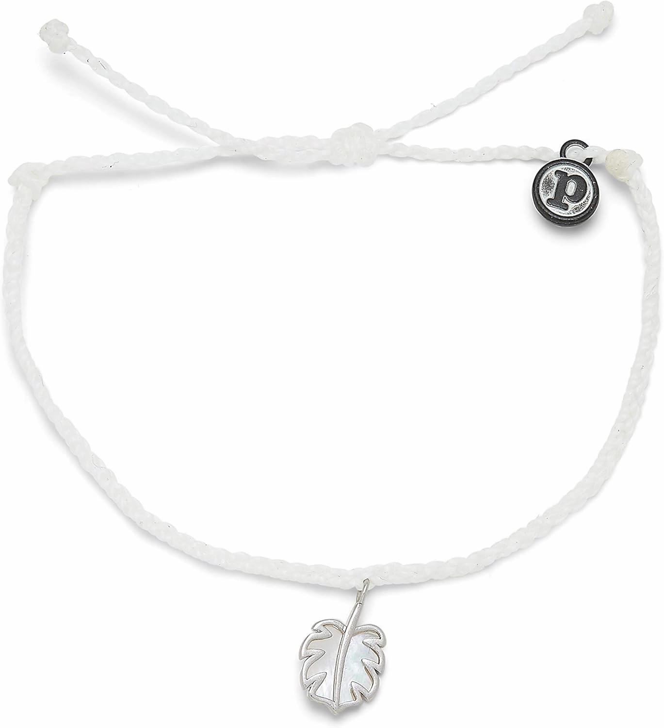 Pura Vida Silver or Rose Gold Mother of Pearl Monstera Bracelet - 100% Waterproof, Adjustable Band