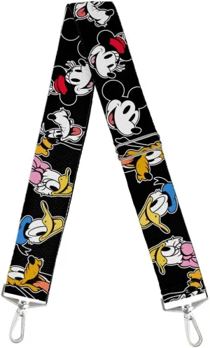 Purse Strap Disney The Sensational Six Smiling Faces Black 2 Inches Wide