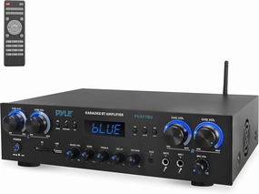 Pyle Bluetooth Home Audio Theater Amplifier Stereo Receiver- 4 Channel, 800 Watt Sound System w/ MP3,USB,SD,AUX,RCA,FM,MIC, Headphone, Reverb Delay, LED Vol, for Home/Studio/Theater Speakers- PDA77BU