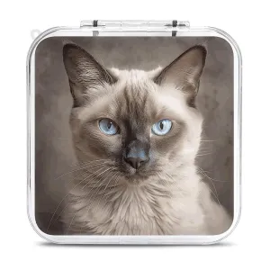 QMNBTES Beautiful Siamese Cat Switch Game Case Switch Game Holder Cartridge Case Storage 12 Games & 2 Micro Sd Card Slots, Travel Carry Cases, Portable Games Card Storage, Hard Shell, Buckle Closure