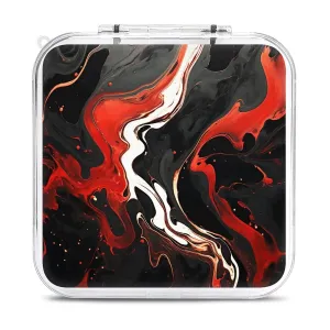 QMNBTES Black And Red Marble Switch Game Case Switch Game Holder Cartridge Case Storage 12 Games & 2 Micro Sd Card Slots, Travel Carry Cases, Portable Games Card Storage, Hard Shell, Buckle Closure