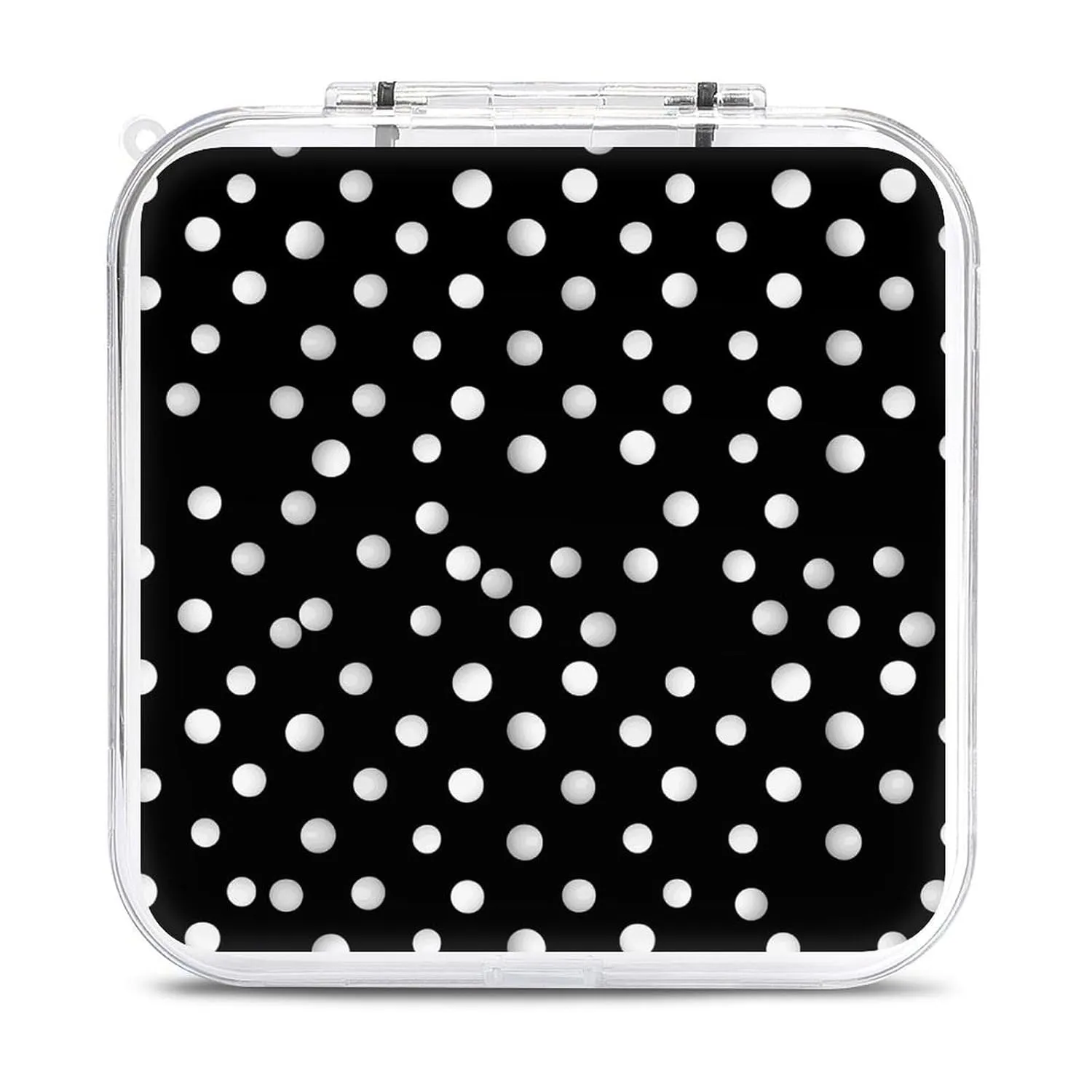 QMNBTES Black White Polka Dots Switch Game Case Switch Game Holder Cartridge Case Storage 12 Games & 2 Micro Sd Card Slots, Travel Carry Cases, Portable Games Card Storage, Hard Shell, Buckle Closure