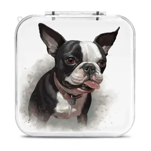 QMNBTES Boston Terrier Switch Game Case Switch Game Holder Cartridge Case Storage 12 Games & 2 Micro Sd Card Slots, Travel Carry Cases, Portable Games Card Storage, Hard Shell, Buckle Closure