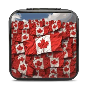 QMNBTES Canadian Flag Switch Game Case Switch Game Holder Cartridge Case Storage 24 Games & 2 Micro Sd Card Slots, Travel Carry Cases, Portable Games Card Storage, Hard Shell, Buckle Closure