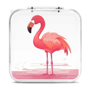 QMNBTES Cartoon Flamingo Switch Game Case Switch Game Holder Cartridge Case Storage 12 Games & 2 Micro Sd Card Slots, Travel Carry Cases, Portable Games Card Storage, Hard Shell, Buckle Closure