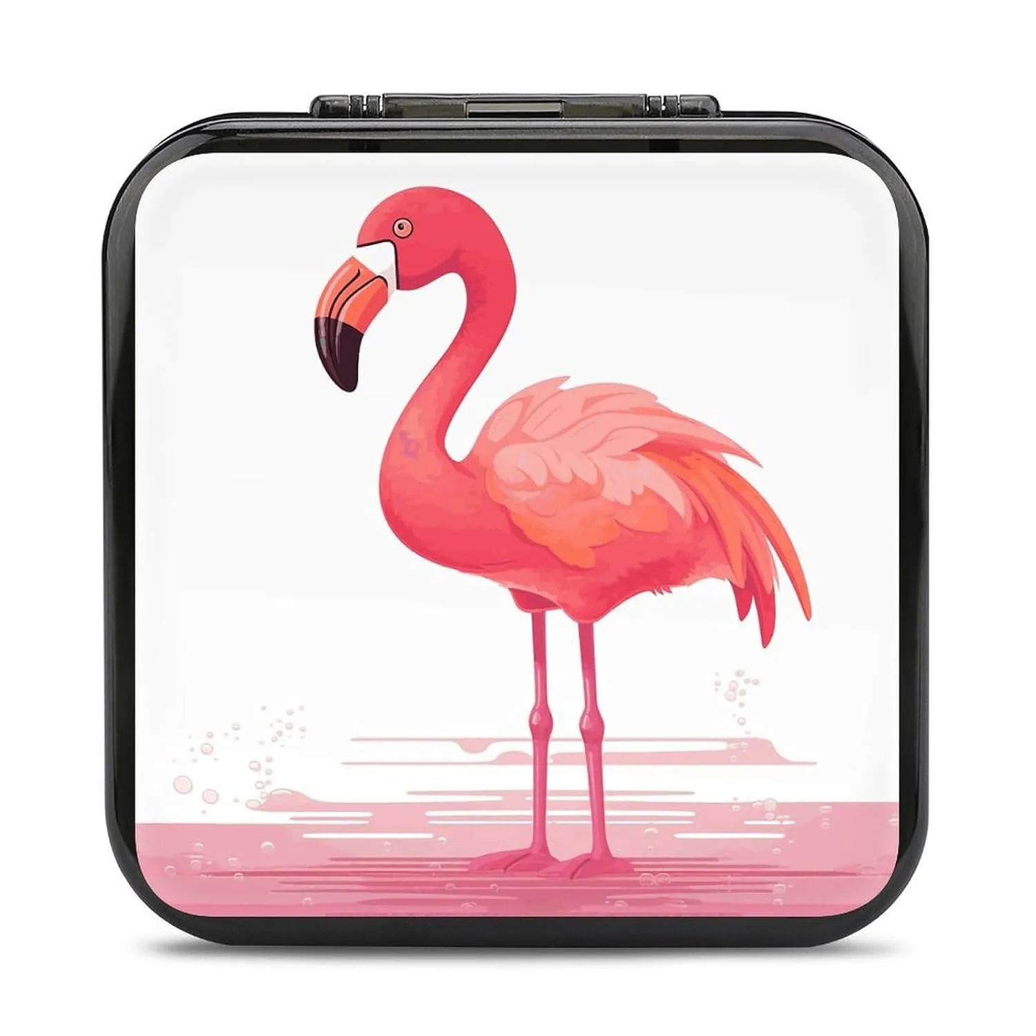 QMNBTES Cartoon Flamingo Switch Game Case Switch Game Holder Cartridge Case Storage 24 Games & 2 Micro Sd Card Slots, Travel Carry Cases, Portable Games Card Storage, Hard Shell, Buckle Closure