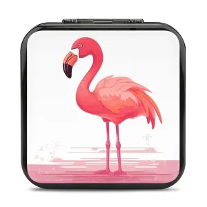 QMNBTES Cartoon Flamingo Switch Game Case Switch Game Holder Cartridge Case Storage 24 Games & 2 Micro Sd Card Slots, Travel Carry Cases, Portable Games Card Storage, Hard Shell, Buckle Closure