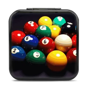 QMNBTES Color Billiards Switch Game Case Switch Game Holder Cartridge Case Storage 24 Games & 2 Micro Sd Card Slots, Travel Carry Cases, Portable Games Card Storage, Hard Shell, Buckle Closure