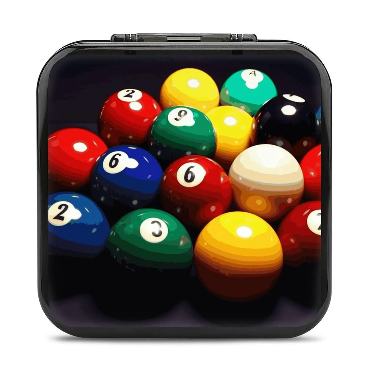 QMNBTES Color Billiards Switch Game Case Switch Game Holder Cartridge Case Storage 24 Games & 2 Micro Sd Card Slots, Travel Carry Cases, Portable Games Card Storage, Hard Shell, Buckle Closure