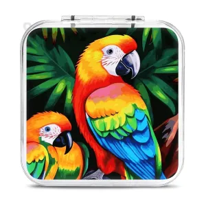 QMNBTES Colored Parrot Switch Game Case Switch Game Holder Cartridge Case Storage 12 Games & 2 Micro Sd Card Slots, Travel Carry Cases, Portable Games Card Storage, Hard Shell, Buckle Closure
