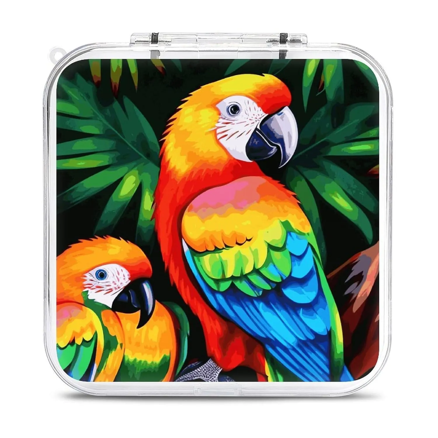 QMNBTES Colored Parrot Switch Game Case Switch Game Holder Cartridge Case Storage 12 Games & 2 Micro Sd Card Slots, Travel Carry Cases, Portable Games Card Storage, Hard Shell, Buckle Closure