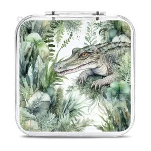QMNBTES Crocodile Green Switch Game Case Switch Game Holder Cartridge Case Storage 12 Games & 2 Micro Sd Card Slots, Travel Carry Cases, Portable Games Card Storage, Hard Shell, Buckle Closure