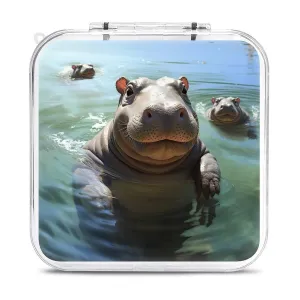 QMNBTES Cute Hippos Switch Game Case Switch Game Holder Cartridge Case Storage 12 Games & 2 Micro Sd Card Slots, Travel Carry Cases, Portable Games Card Storage, Hard Shell, Buckle Closure