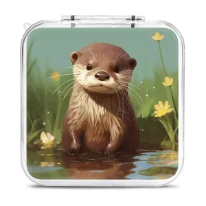 QMNBTES Cute Otter Switch Game Case Switch Game Holder Cartridge Case Storage 12 Games & 2 Micro Sd Card Slots, Travel Carry Cases, Portable Games Card Storage, Hard Shell, Buckle Closure