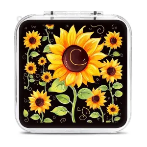 QMNBTES Cute Sunflower Switch Game Case Switch Game Holder Cartridge Case Storage 12 Games & 2 Micro Sd Card Slots, Travel Carry Cases, Portable Games Card Storage, Hard Shell, Buckle Closure