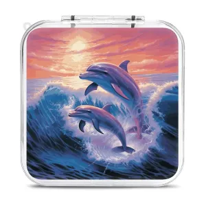 QMNBTES Dolphins Art Switch Game Case Switch Game Holder Cartridge Case Storage 12 Games & 2 Micro Sd Card Slots, Travel Carry Cases, Portable Games Card Storage, Hard Shell, Buckle Closure