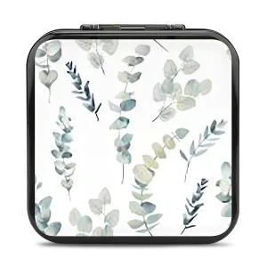 QMNBTES Eucalyptus Leaves2 Switch Game Case Switch Game Holder Cartridge Case Storage 24 Games & 2 Micro Sd Card Slots, Travel Carry Cases, Portable Games Card Storage, Hard Shell, Buckle Closure