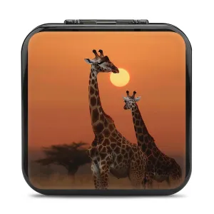 QMNBTES Giraffe At Sunset Switch Game Case Switch Game Holder Cartridge Case Storage 24 Games & 2 Micro Sd Card Slots, Travel Carry Cases, Portable Games Card Storage, Hard Shell, Buckle Closure