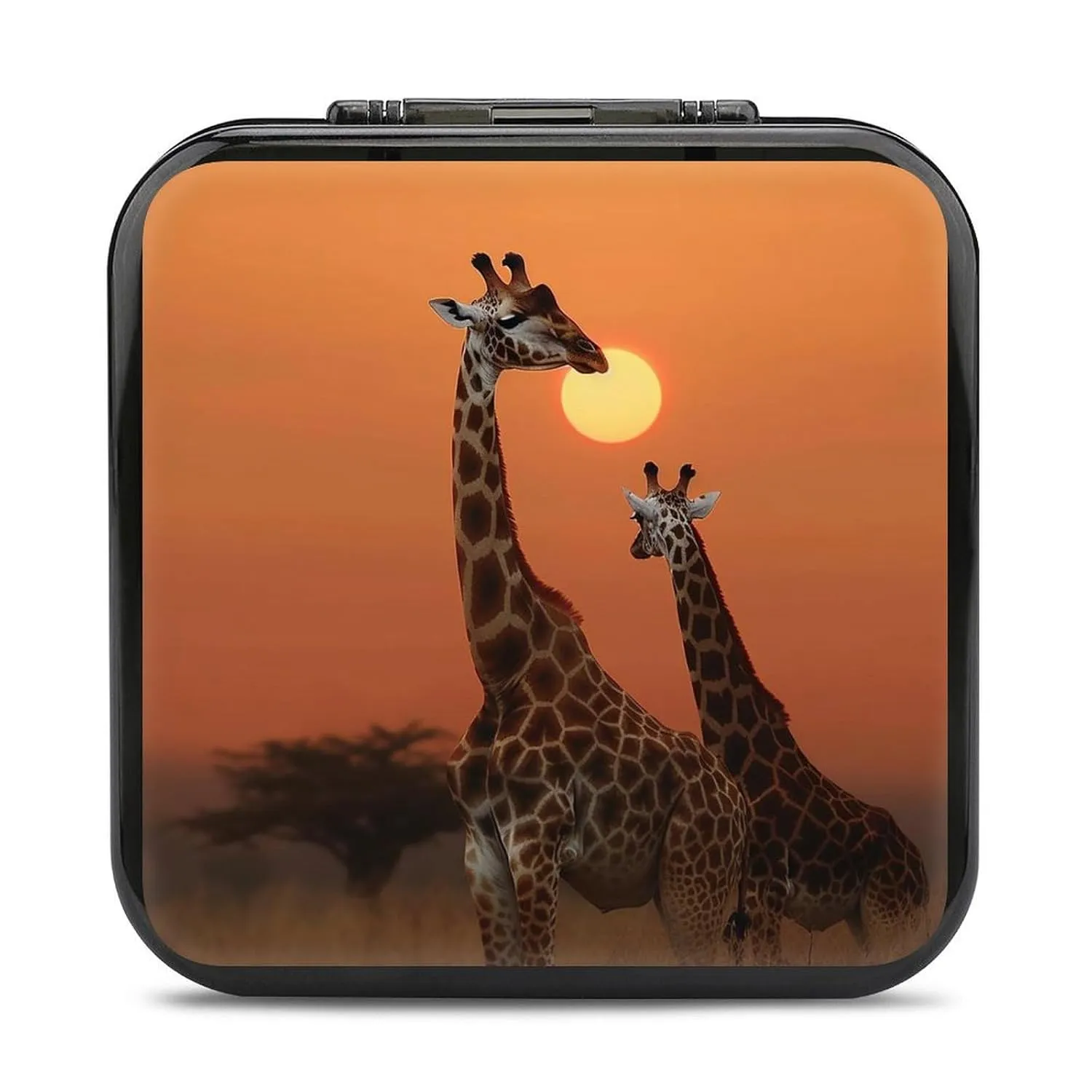 QMNBTES Giraffe At Sunset Switch Game Case Switch Game Holder Cartridge Case Storage 24 Games & 2 Micro Sd Card Slots, Travel Carry Cases, Portable Games Card Storage, Hard Shell, Buckle Closure