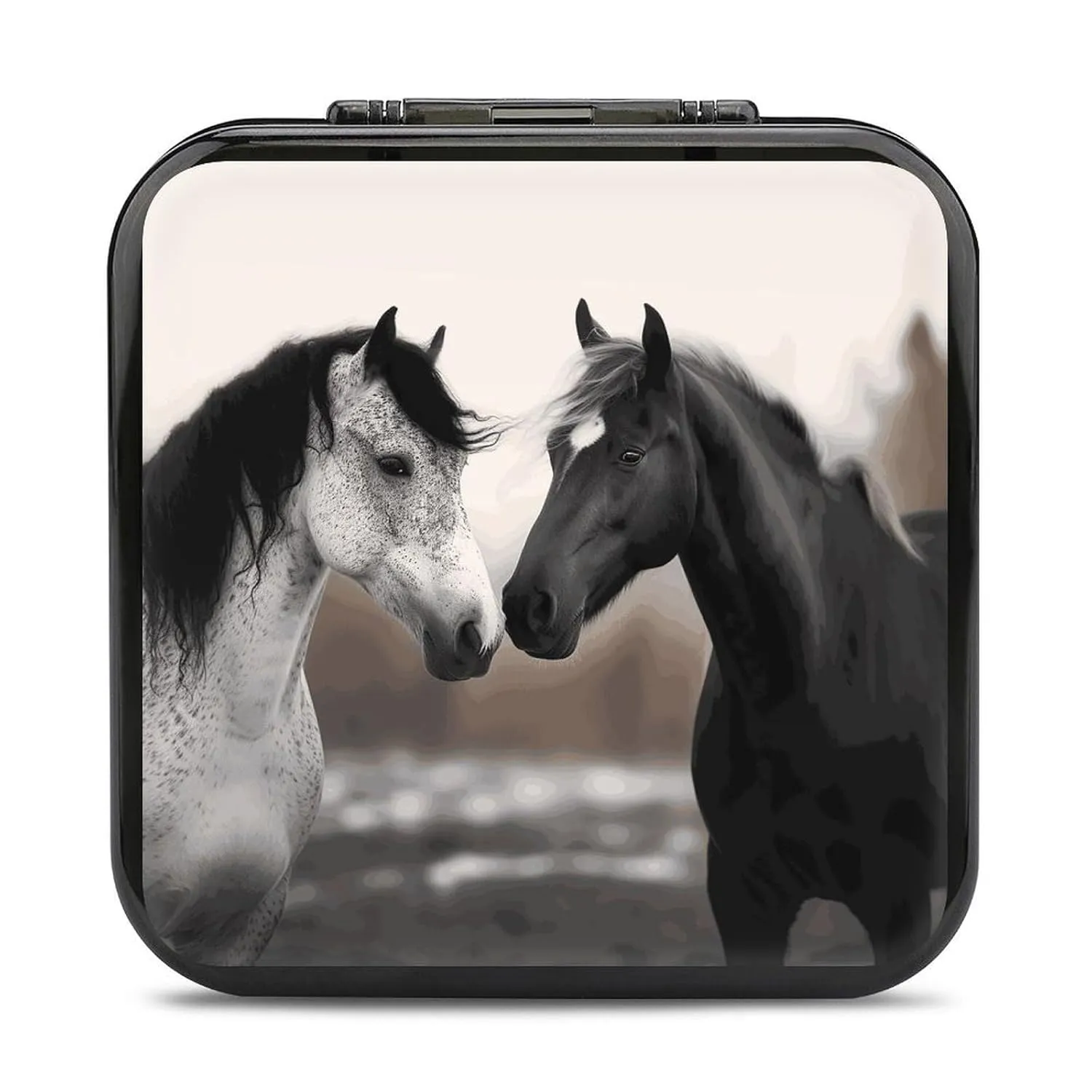 QMNBTES Horses Switch Game Case Switch Game Holder Cartridge Case Storage 24 Games & 2 Micro Sd Card Slots, Travel Carry Cases, Portable Games Card Storage, Hard Shell, Buckle Closure