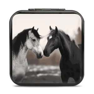 QMNBTES Horses Switch Game Case Switch Game Holder Cartridge Case Storage 24 Games & 2 Micro Sd Card Slots, Travel Carry Cases, Portable Games Card Storage, Hard Shell, Buckle Closure