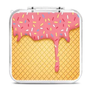 QMNBTES Ice Cream And Waffle Switch Game Case Switch Game Holder Cartridge Case Storage 12 Games & 2 Micro Sd Card Slots, Travel Carry Cases, Portable Games Card Storage, Hard Shell, Buckle Closure